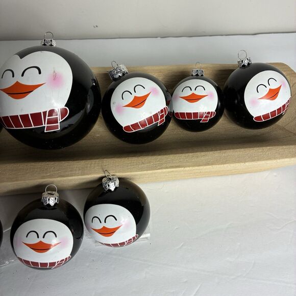 Christmas Ball Ornaments 10 Pc Penguins Character Shatterproof Mixed Size Whimsy - Picture 2 of 4